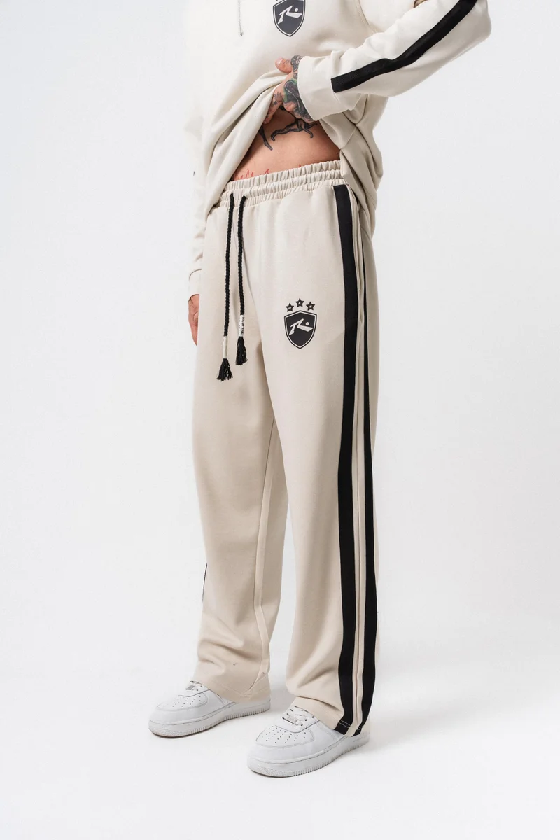 RESPIRE Men's Striped Modal Baggy Sweatpants Ecru
