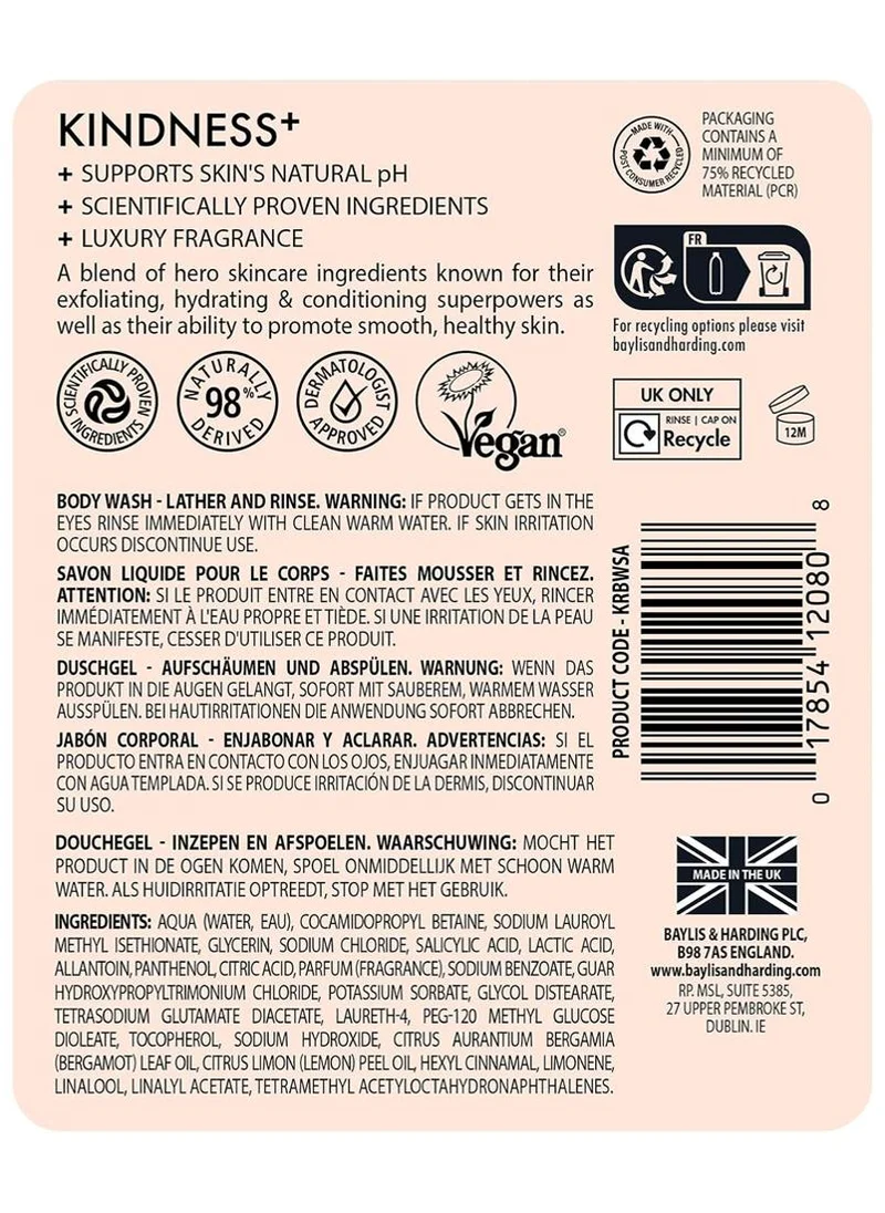Baylis & Harding  Kindness+ Salicylic Acid Cleanse & Renew Body Wash, 500ml | Exfoliating & Clarifying Body Cleanser | Helps Clear, Smooth & Brighten Skin | Vegan | Dermatologist Approved  | Best Price UAE