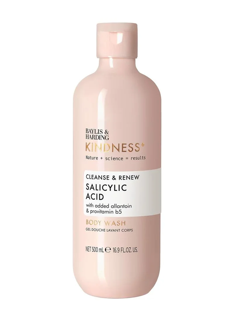 Baylis & Harding Kindness+ Salicylic Acid Cleanse & Renew Body Wash, 500ml | Exfoliating & Clarifying Body Cleanser | Helps Clear, Smooth & Brighten Skin | Vegan | Dermatologist Approved
