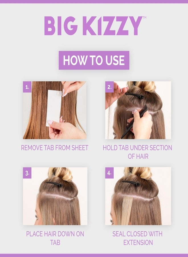 Big Kizzy Single Sided Pro Hold Replacement Tape for Hair Extensions - 5-7+ Weeks of Wear - Strong Hold and Residue Free One Sided Tape for Extensions - 48 Tabs - Made in USA - Image 4