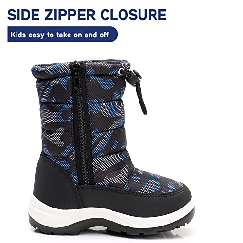 Apakowa New Kids Boys Cold Weather Snow Boots (Toddler/Little Kid) (Color : Blue/Black, Size : 9 M US Toddler) - Image 2
