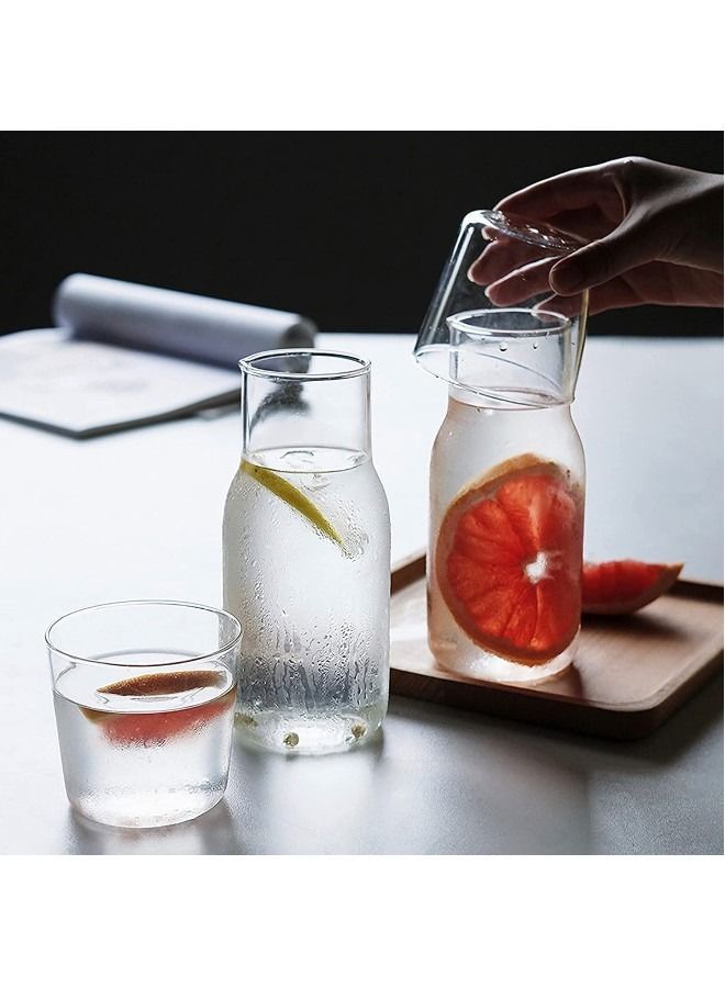 GGEROU Bedside Water Carafe Set with Tumbler Glass Set for Bedroom Nightstand 500ml - Image 4