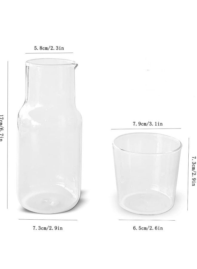 GGEROU Bedside Water Carafe Set with Tumbler Glass Set for Bedroom Nightstand 500ml - Image 5
