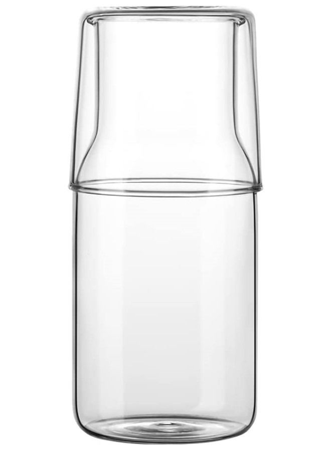 GGEROU Bedside Water Carafe Set with Tumbler Glass Set for Bedroom Nightstand 500ml - Image 2