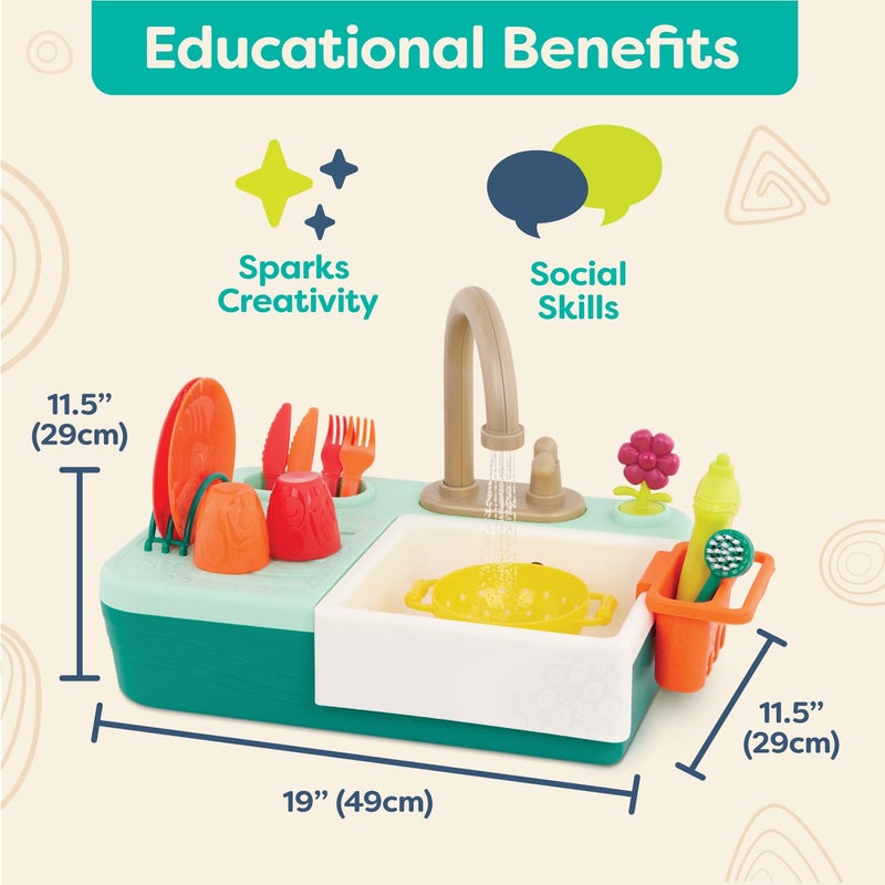B. toys â€“ Sink Play Set â€“ Toy Kitchen Sink â€“ Faucet & Running Water, Dishes, Play Food â€“ Pretend Play Set for Kids â€“ 3+ Yearsâ€“ Splash â€“ n â€“ Scrub Sink - Image 3