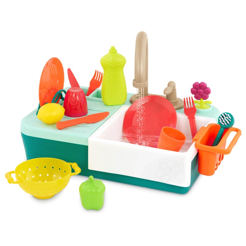 B. toys â€“ Sink Play Set â€“ Toy Kitchen Sink â€“ Faucet & Running Water, Dishes, Play Food â€“ Pretend Play Set for Kids â€“ 3+ Yearsâ€“ Splash â€“ n â€“ Scrub Sink - Image 1
