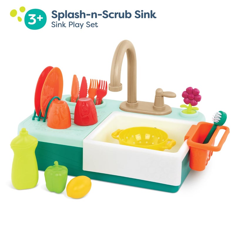 B. toys â€“ Sink Play Set â€“ Toy Kitchen Sink â€“ Faucet & Running Water, Dishes, Play Food â€“ Pretend Play Set for Kids â€“ 3+ Yearsâ€“ Splash â€“ n â€“ Scrub Sink - Image 2