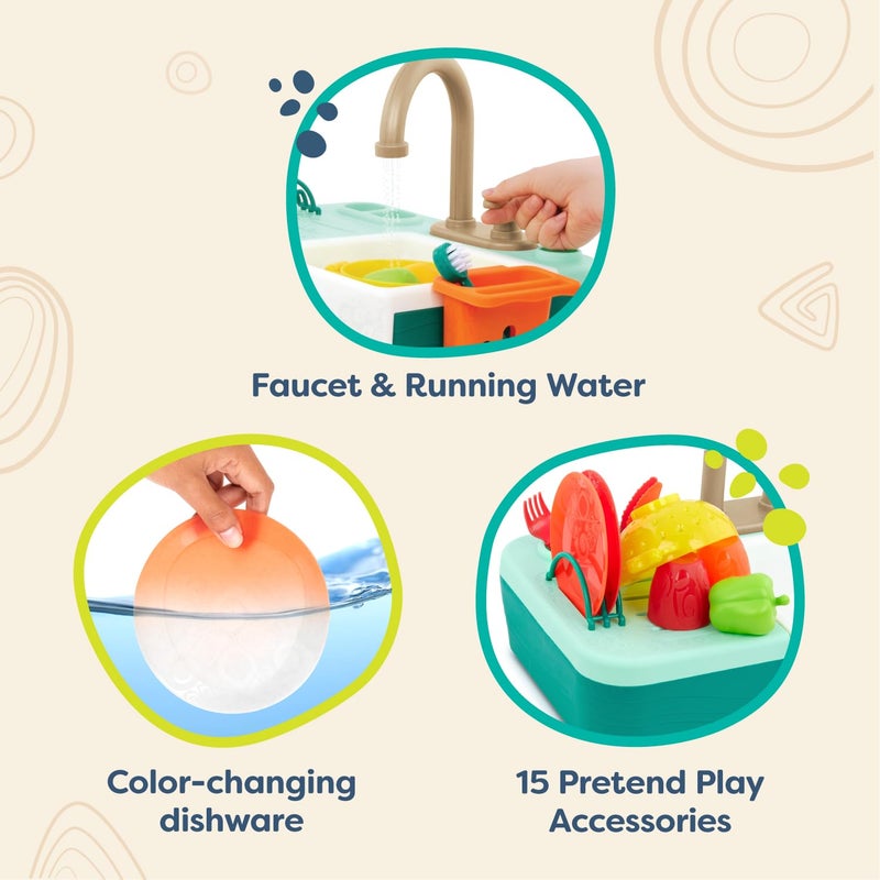 B. toys â€“ Sink Play Set â€“ Toy Kitchen Sink â€“ Faucet & Running Water, Dishes, Play Food â€“ Pretend Play Set for Kids â€“ 3+ Yearsâ€“ Splash â€“ n â€“ Scrub Sink - Image 4