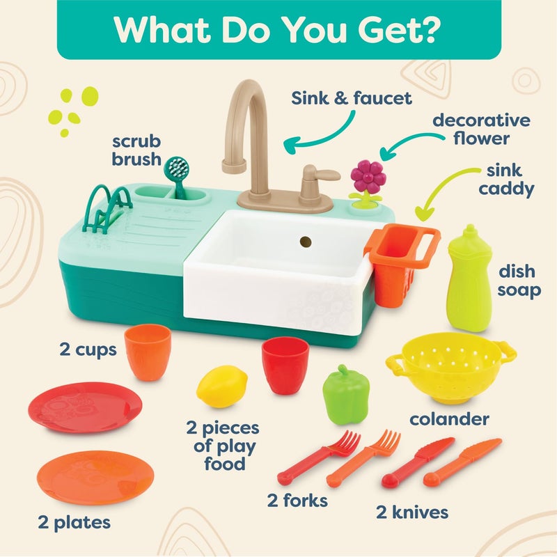 B. toys â€“ Sink Play Set â€“ Toy Kitchen Sink â€“ Faucet & Running Water, Dishes, Play Food â€“ Pretend Play Set for Kids â€“ 3+ Yearsâ€“ Splash â€“ n â€“ Scrub Sink - Image 5