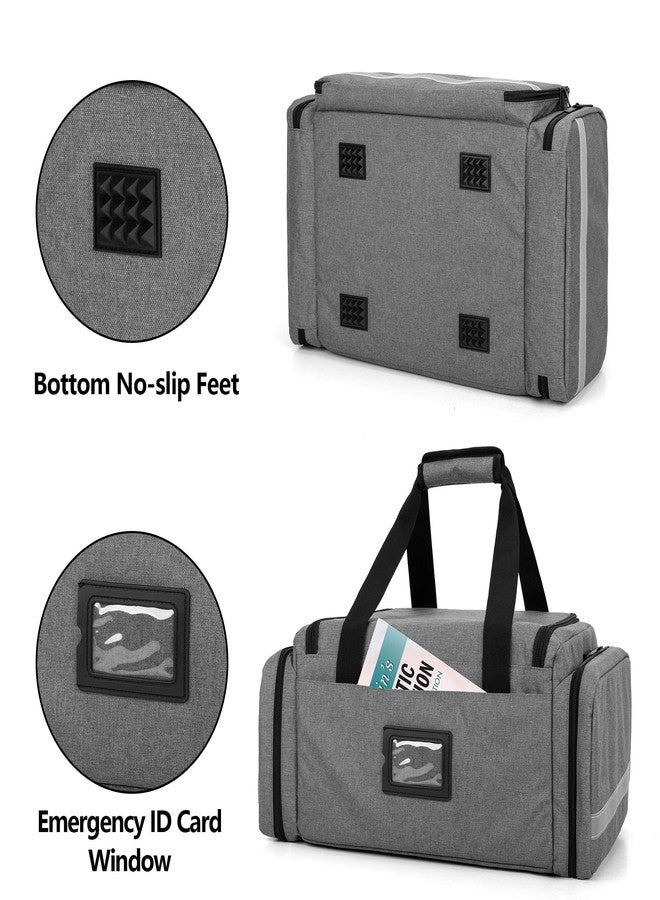 Trunab First Responder Bag Empty, Professional Medical Supplies Bag First Aid Kits Bag with Inner Dividers for Home Health Nurse, Community Care, EMT, EMS, Bag Only, Grey - Patented Design - Image 3