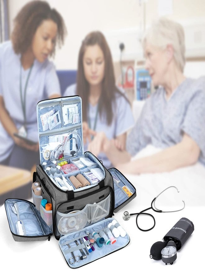 Trunab First Responder Bag Empty, Professional Medical Supplies Bag First Aid Kits Bag with Inner Dividers for Home Health Nurse, Community Care, EMT, EMS, Bag Only, Grey - Patented Design - Image 4