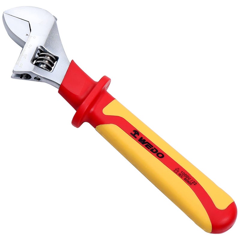 WEDO Insulated Adjustable Wrench 10 VDE 1000V Adjustable Injection Spanner Electricians Safety Wrench Chrome Vanadium Steel AntiSlip Handles IEC 60900 Open max 30mm - Image 2