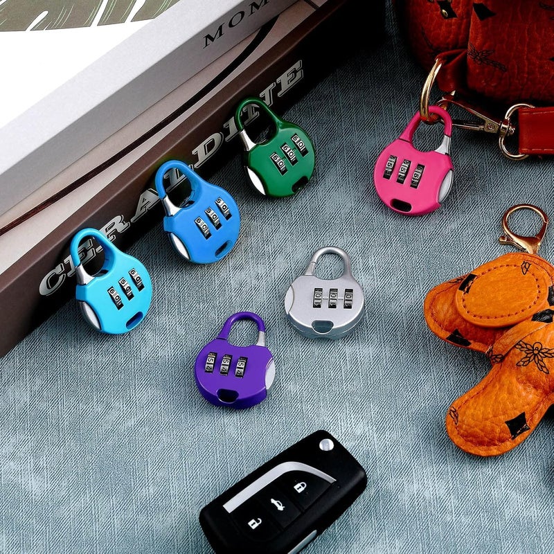 3 Digit Metal Travel Lock - Small Security Lock for Suitcases, Computer Bags, School Backpacks, Lockers and Drawers (Multicolor) - Image 2