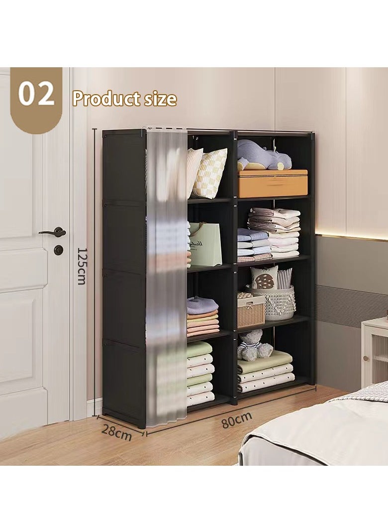 Dustproof Wardrobe Storage Cabinet,Double Row 5 Shelf Organiser with Curtain,Multifunctional Wardrobe Bookcase in One Model (Black) - pzsku/Z318CAD7423F72BD8EDC6Z/45/_/1722495782/1304fe6b-619c-482d-b937-17cbe761e827