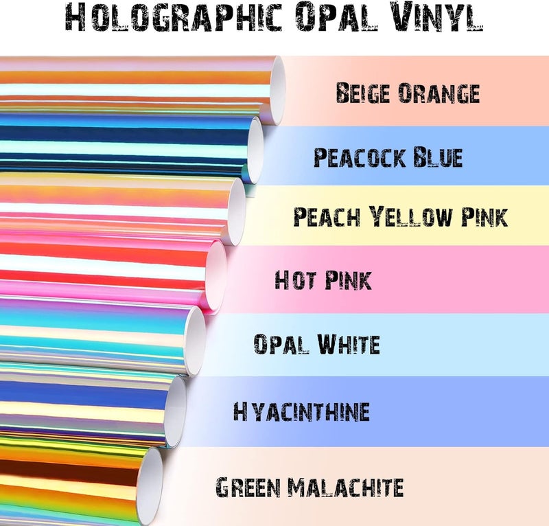 TECKWRAP Holographic Opal Craft Vinyl 12" x 12" 7 Sheets/Pack for Craft Cutters,Sign Plotters - Image 3