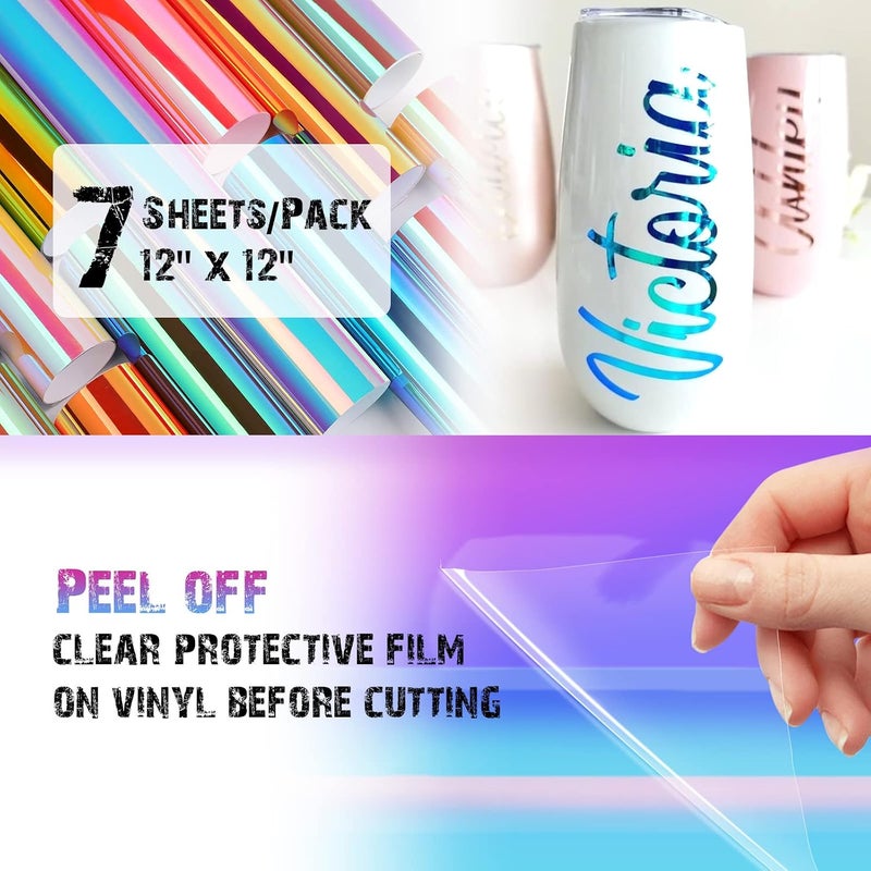 TECKWRAP Holographic Opal Craft Vinyl 12" x 12" 7 Sheets/Pack for Craft Cutters,Sign Plotters - Image 4