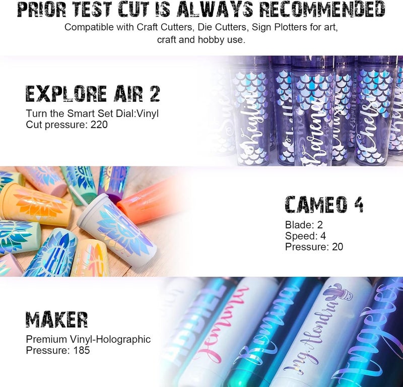 TECKWRAP Holographic Opal Craft Vinyl 12" x 12" 7 Sheets/Pack for Craft Cutters,Sign Plotters - Image 5
