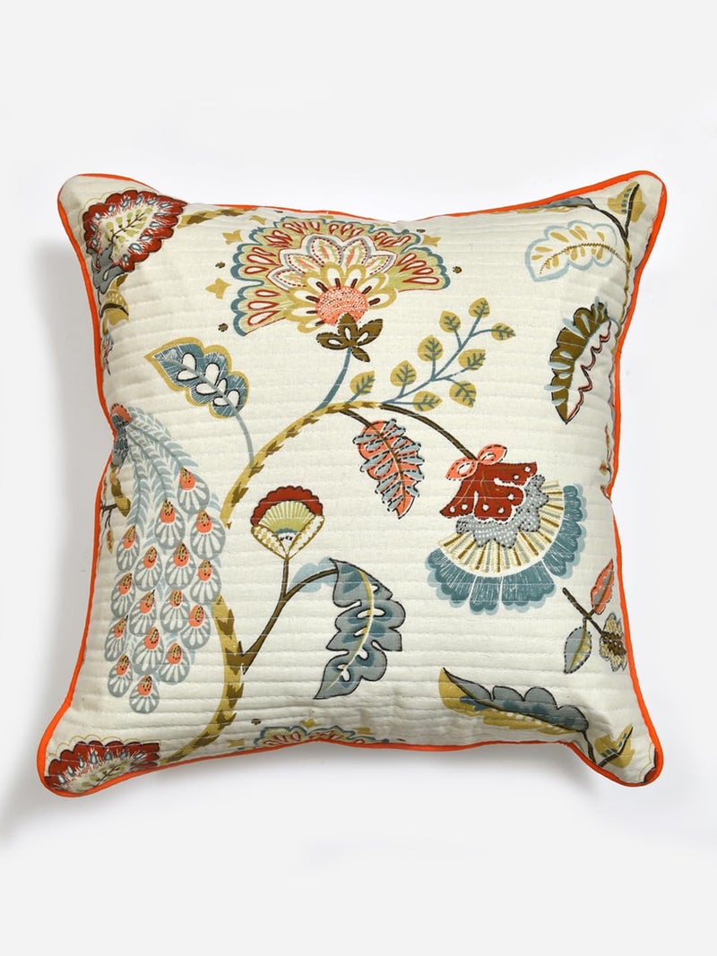 Clasiko Cotton Cushion Covers Set of 2; 12x12 Inches; Multicolor Peacock - Image 5