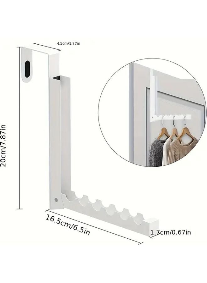 قطعتان من خطافات الباب البيضاء مع حامل تجفيف قابل للطي، تخزين بدون حفر للحمام وغرفة النوم - Image 4