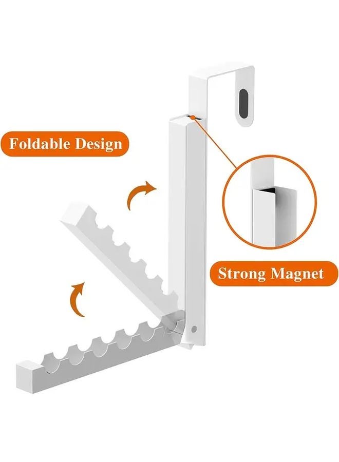 قطعتان من خطافات الباب البيضاء مع حامل تجفيف قابل للطي، تخزين بدون حفر للحمام وغرفة النوم - Image 5