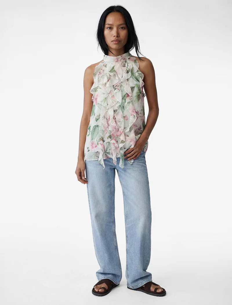 كوتون Floral Chiffon Blouse