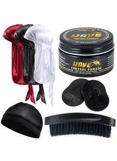 Goiple "Goiple Hair Care Kit for Men's 360 Wave - Pomades for Strong Hold, Easy Wash, Moisture Control, Silky Shine & Training, Curved Brush, Durag Cap Set, Du-rag, "  - Image 1