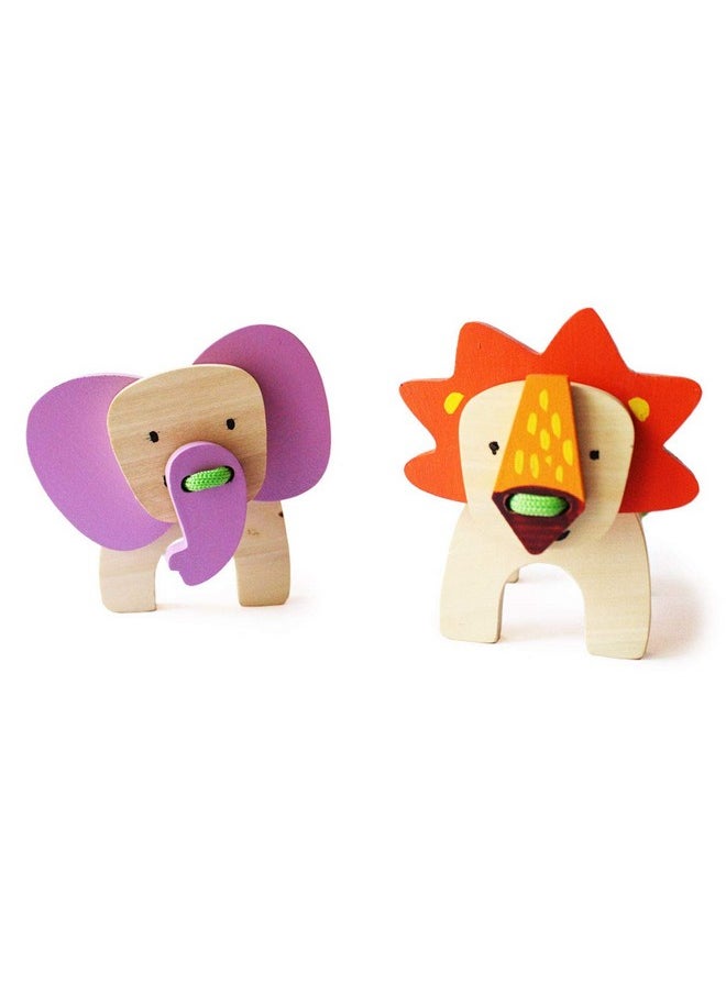 Shumee - shumee 2-in-1 Wooden Lacing & Pegging Toys- Safari Animal Themed | 2 Years+ | Eco Friendly & Safe | Organic & Non Toxic | Focused Play - Image 1