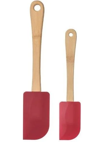 Ikea 2 Pack Bamboo Spatula Meridyendukkan Red-White Practical Kitchen Tools