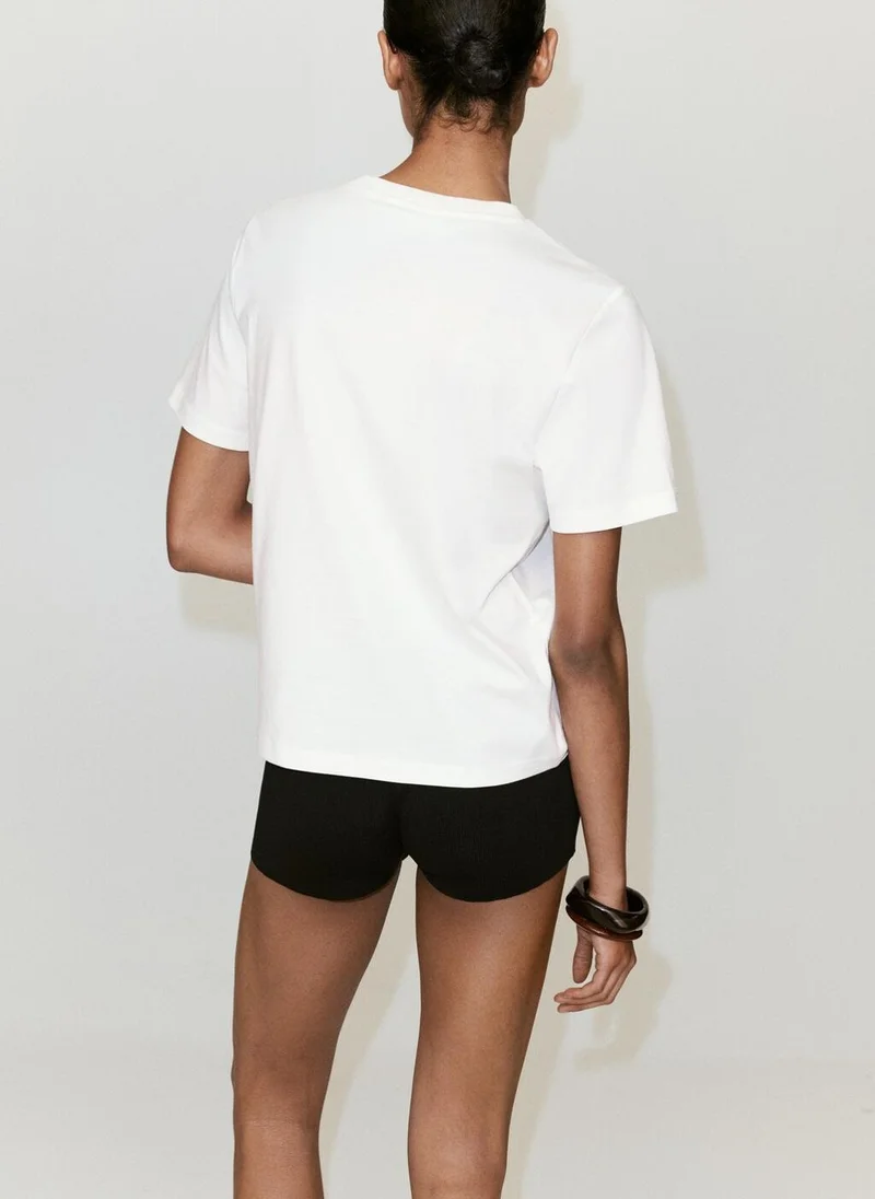 Mango Printed Cotton-Blend T-Shirt