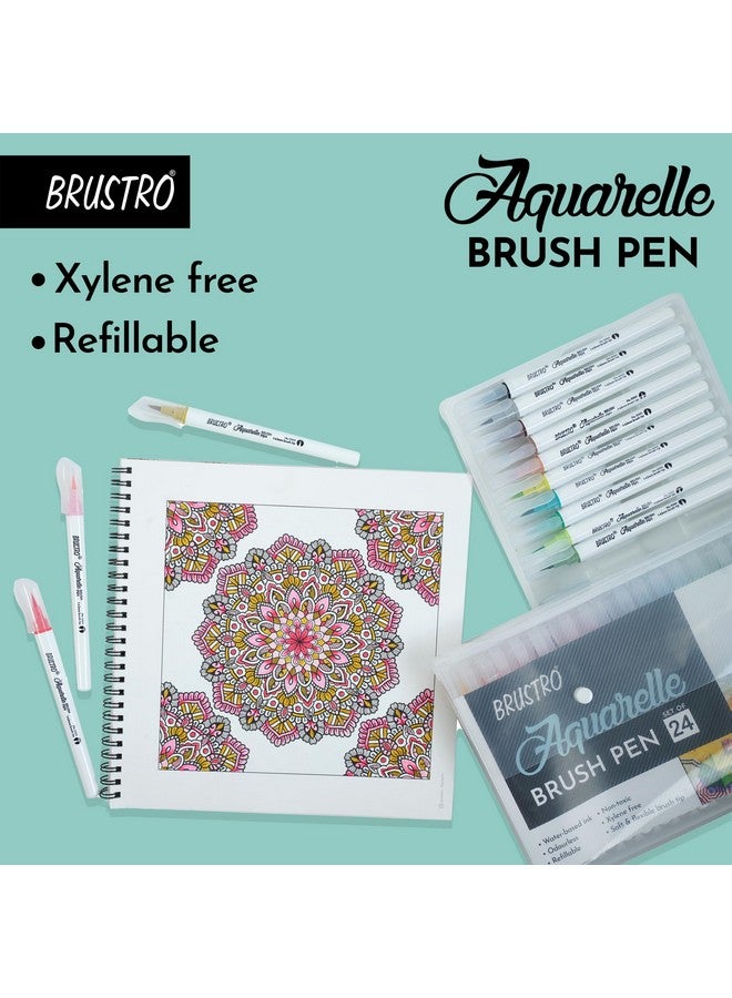 بروسترو أقلام بروسترو المائية | مجموعة من ٢٤ قلمًا | قابلة لإعادة التعبئة، أقلام تلوين فنية للطلاب، والبالغين، وألوان، ولوازم فنية، وألوان باستيل، وخربشة، وماركر، ورسم، وخط - Image 5