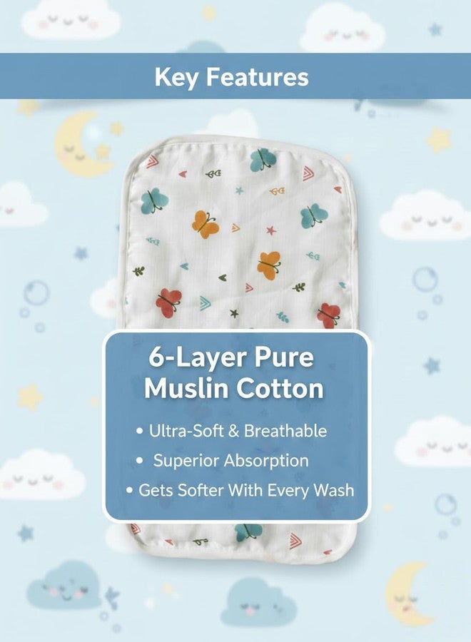 HANUSH 6-Layer Pure Muslin Cotton Baby Burp Towels (50x25cm) Ultra Soft & Absorbent Shoulder Burp Cloths for Newborn Babies & Toddlers, Smooth Finished Edges (Premium Muslin Baby Burp Towel) - Image 2