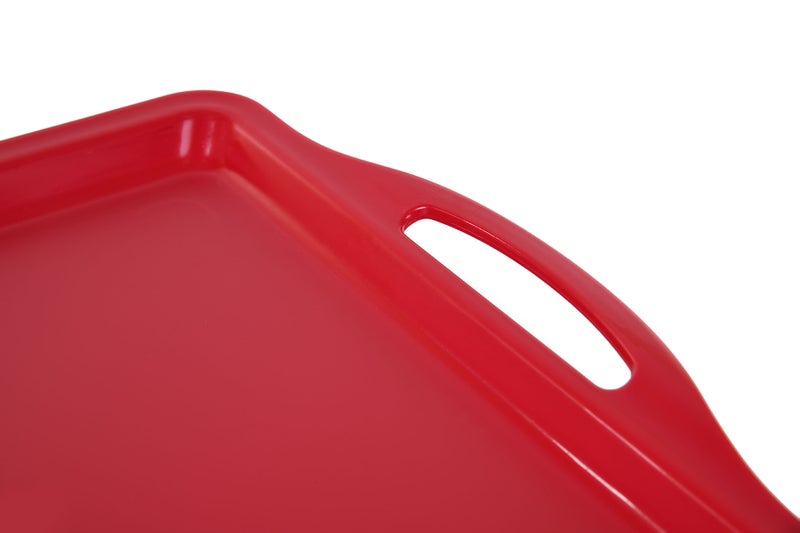 Mintra Rectangular Plastic Serving Tray with side handles , Color - Red |Size - 36x28 cm | Ideal for your daily serving needs - Image 3