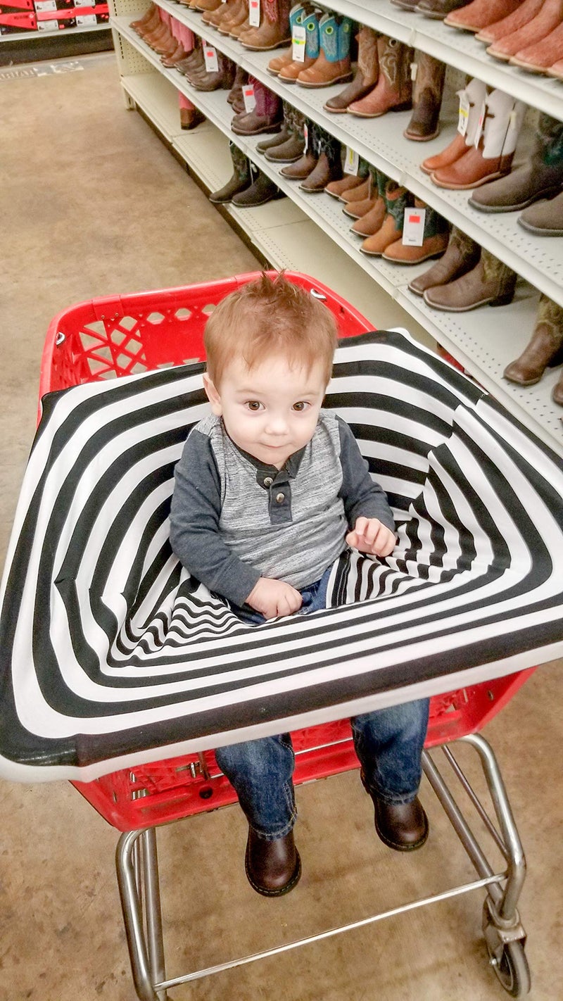 Itzy Ritzy 4-in-1 Nursing Cover, Car Seat Wrap, Shopping Cart Cover & Infinity Scarf â€“ Breathable, Multi-Use Nursing Cover-Up for Breastfeeding, Carseat Canopy & Stroller Cover (Black & White Stripe) - Image 4