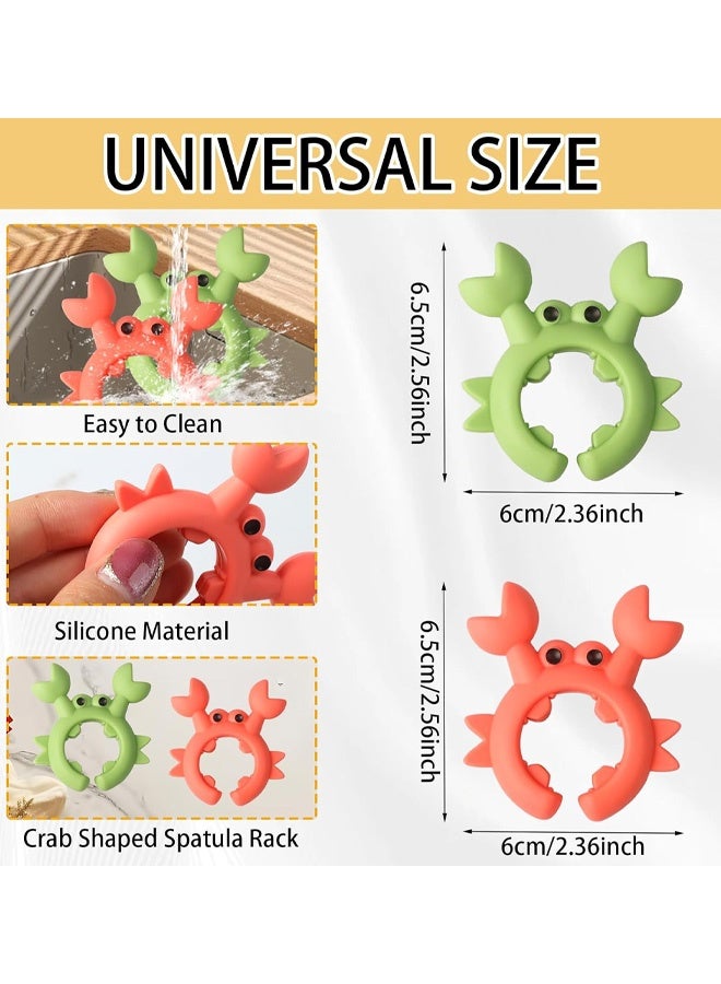 2Pcs Crab Spoon  Holder for Pot Crab Utensil Holder Crab Spoon Rest Crab Spatula Holder Silicone Crab Utensil Holder Adjustable Crab Utensil Holder for Placing Spoons Spatulas After Cooking - Image 2