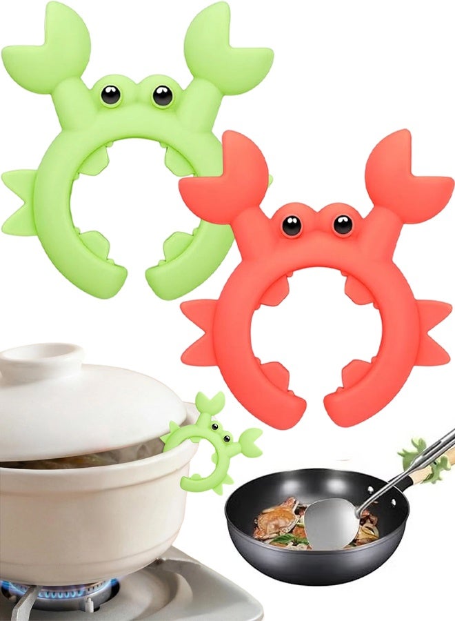 2Pcs Crab Spoon  Holder for Pot Crab Utensil Holder Crab Spoon Rest Crab Spatula Holder Silicone Crab Utensil Holder Adjustable Crab Utensil Holder for Placing Spoons Spatulas After Cooking - Image 1