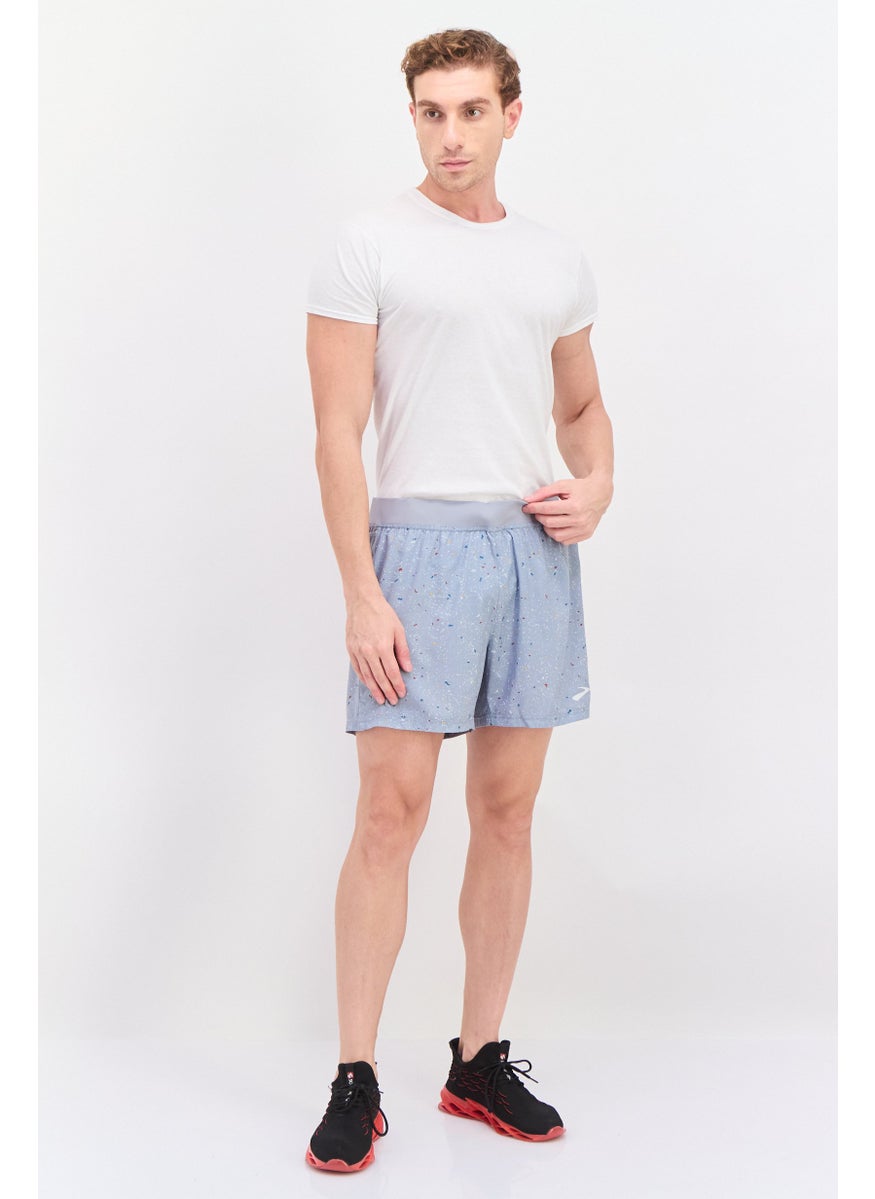 Brooks Men Sportswear Fit Drawstring 5 Inseam Running Short, Grey Combo  - Image 4