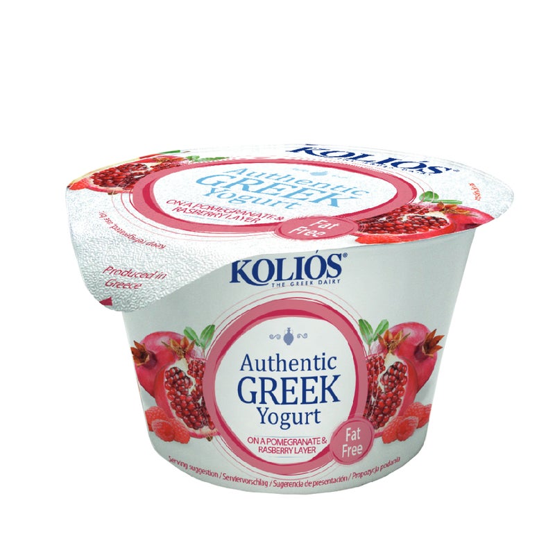 Kolios Greek Yoghurt, Rasp & Pomegranate 0% - 150g, Greece - Image 2
