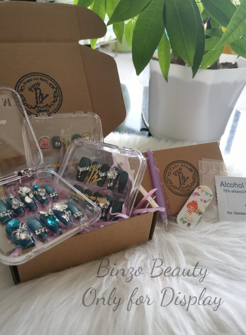 Binzo Beauty Handmade Press On Nails, 10pcs, Nails Art , Acrylic Nails, False Nails, Luxury Collection, Luxury Nails Arts, New Accessories， Wedding Nails，Party Nails. - Image 5