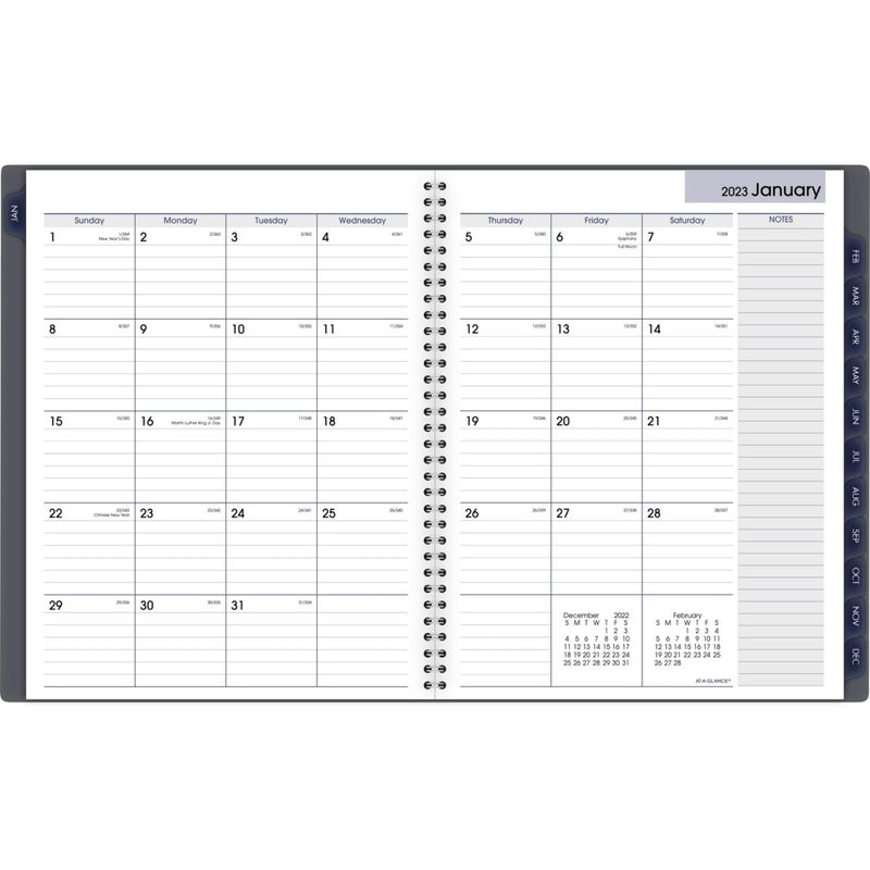 AT-A-GLANCE 2023 Weekly & Monthly Planner, DayMinder, Quarter-Hourly Appointment Book, 8-1/2" x 11", Large, Monthly Tabs, Gray (GC52007) - Image 2
