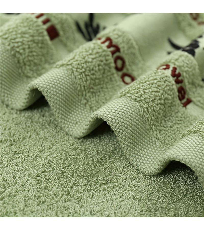 Oversized 27.56x55.12inch BBT Green Embroidered Bamboo Bath Towel Quick Drying Sport Gift - Image 2