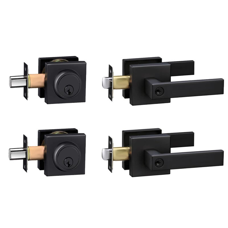 Cielsa Dawn Exterior Door Lock Set,Combo Lock-Heavy Duty Black Door Handle and Single Cylinder Deadbolt Lock,Keyed Alike Door Locks for Front Door(Matte Black,2Pack Set) - Image 1