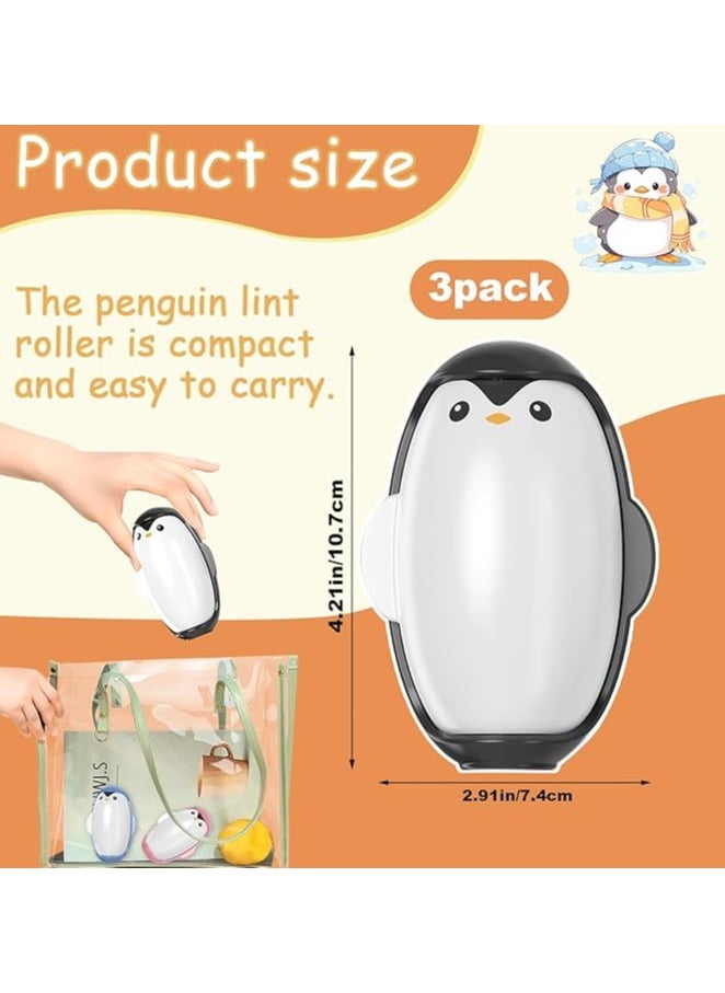 Generic - 3 Pack Penguin Shape Reusable Lint Roller Ball, Penguin Hair Sticky Device, Penguin Sticky Lint Remover, Penguin Hair Sticky Roller, Cute Penguin Lint Roller for Pets, Penguin Pet Hair Remover - Image 1