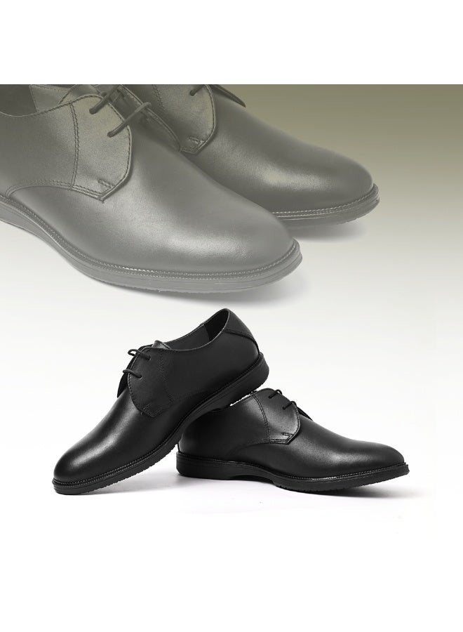 Mont Hawk Men's Genuine Leather Blucher Shoes – Premium Argentinian Calf Leather Derby Oxford Formal & Semi Formal Dress Shoes with TPR Comfort Sole, Breathable Leather Lining, Almond Toe (Black) - Image 5