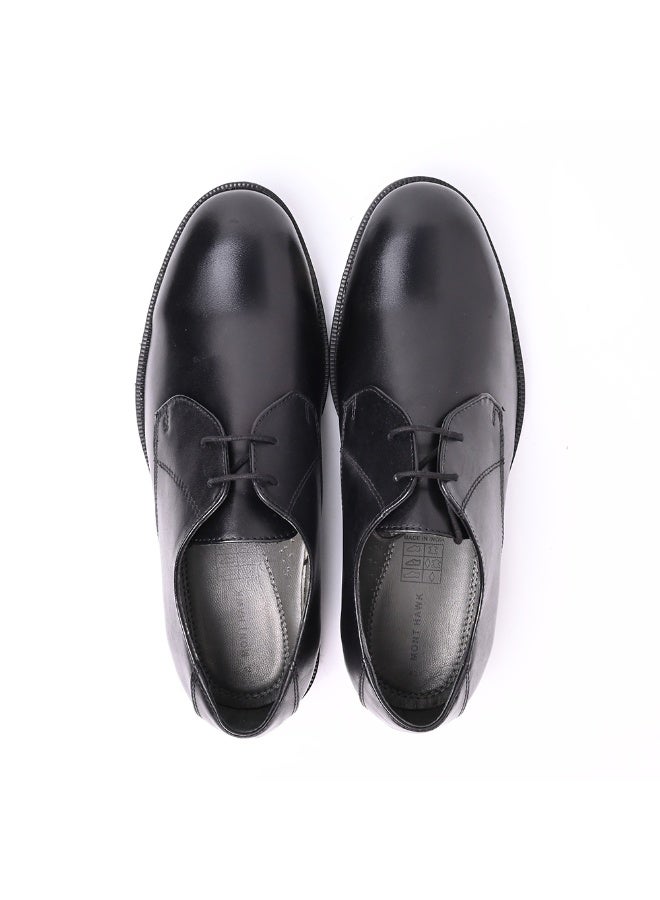 Mont Hawk Men's Genuine Leather Blucher Shoes – Premium Argentinian Calf Leather Derby Oxford Formal & Semi Formal Dress Shoes with TPR Comfort Sole, Breathable Leather Lining, Almond Toe (Black) - Image 1