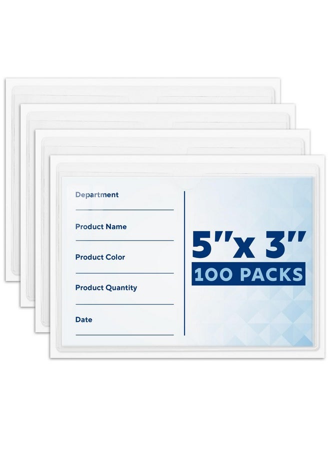MIFFLIN MIFFLIN-USA Index Card Holder (3x5”, 100 Pack), Clear Self-Adhesive Card Pockets, Label Holders for Organizing Storage Bins & Containers, Plastic Sleeves for Protecting Cards & Labels  - Image 1