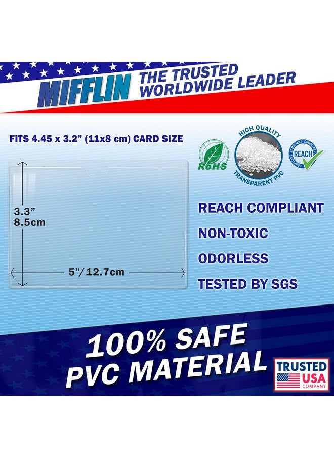 MIFFLIN MIFFLIN-USA Index Card Holder (3x5”, 100 Pack), Clear Self-Adhesive Card Pockets, Label Holders for Organizing Storage Bins & Containers, Plastic Sleeves for Protecting Cards & Labels  - Image 2