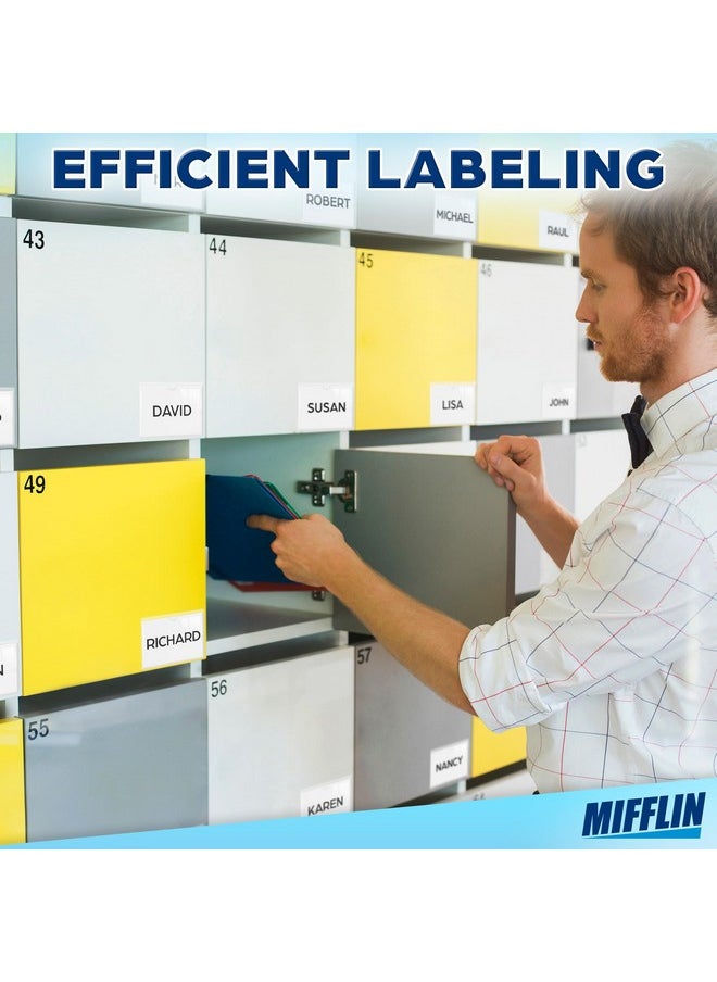 MIFFLIN MIFFLIN-USA Index Card Holder (3x5”, 100 Pack), Clear Self-Adhesive Card Pockets, Label Holders for Organizing Storage Bins & Containers, Plastic Sleeves for Protecting Cards & Labels  - Image 4