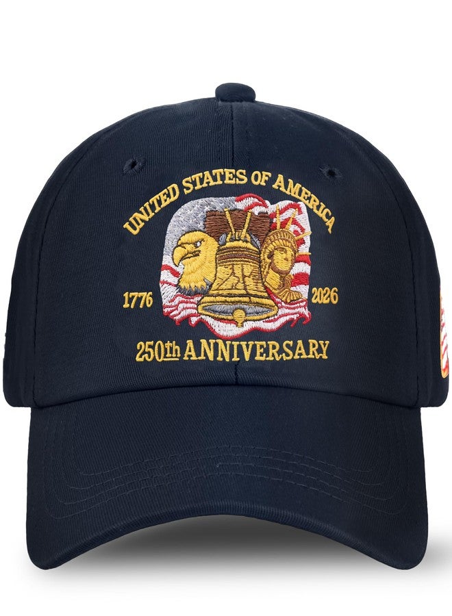 INCOK 250 Year American Anniversary Hat - Adjustable Blue 250 Anniversary USA Hat with American Eagle Pendant Patriotic Embroidered Hats for Men Women - Image 1