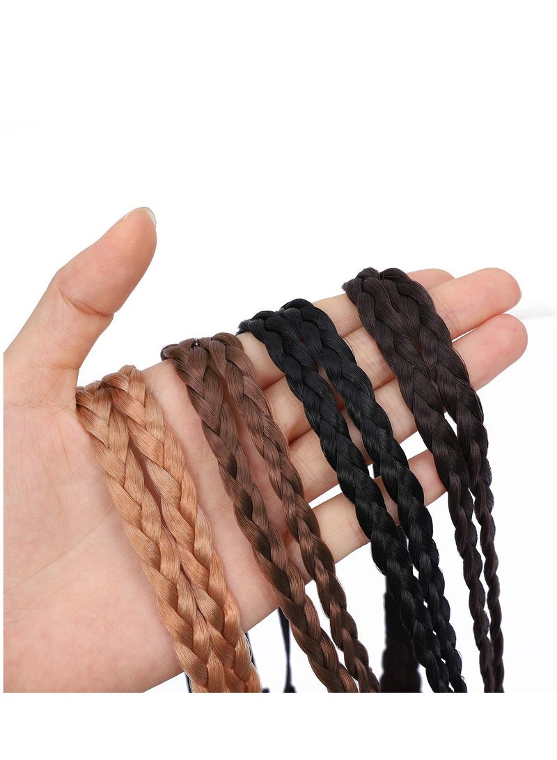 Excefore مجموعة من 4 أربطة شعر منسوجة يدويًا، أربطة شعر مزدوجة مضفرة، قطعة شعر مرنة قابلة للتمدد، إكسسوار شعر على الطراز البوهيمي، مناسبة للنساء والفتيات - Image 5