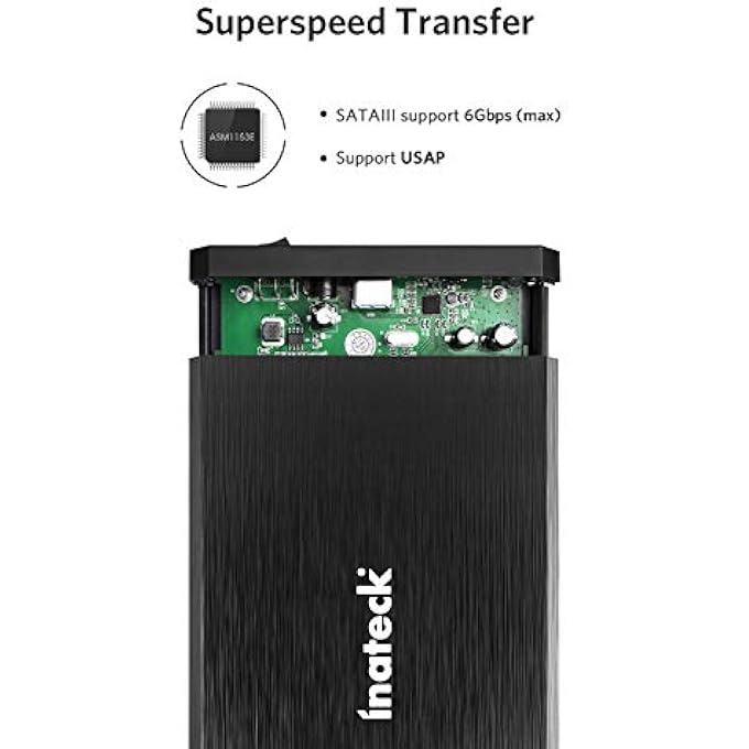 Inateck ALUMINUM USB 3.0 HARD DISK DRIVE ENCLOSURE FIT 2.5 INCH/ 3.5 INCH SATA HDD AND SSD, SUPPORT UASP AND 10TB DRIVES (FE3001) - Image 3